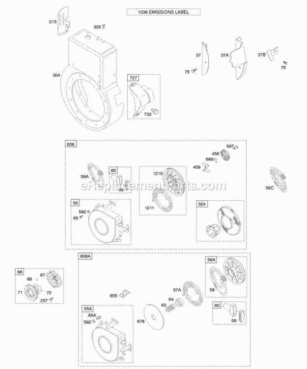 Page C Diagram and Parts List for 19E412-1134-E1  Briggs and Stratton Engine